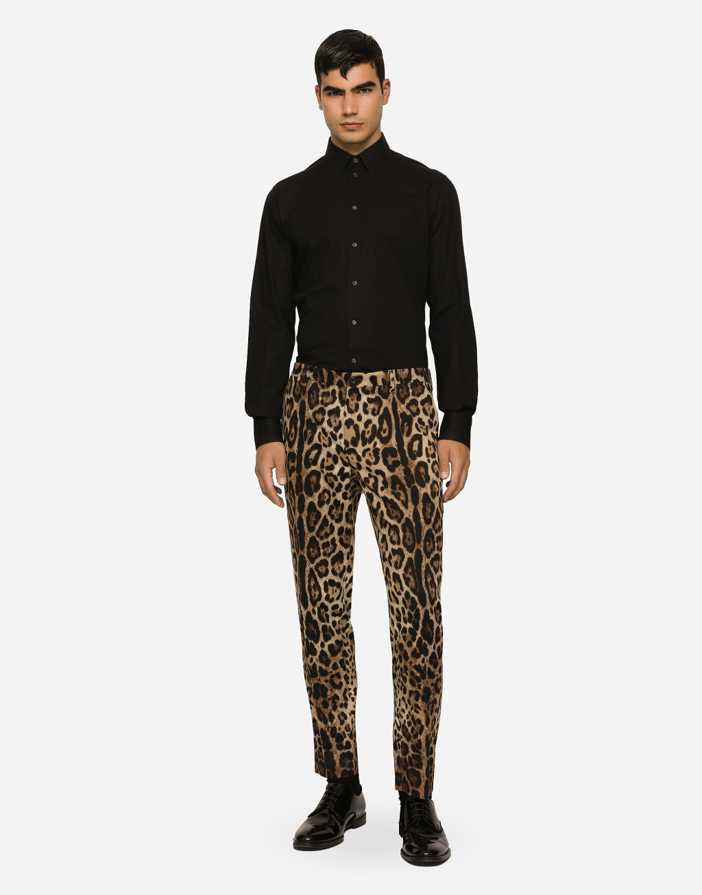 豹纹印花弹力棉质长裤2