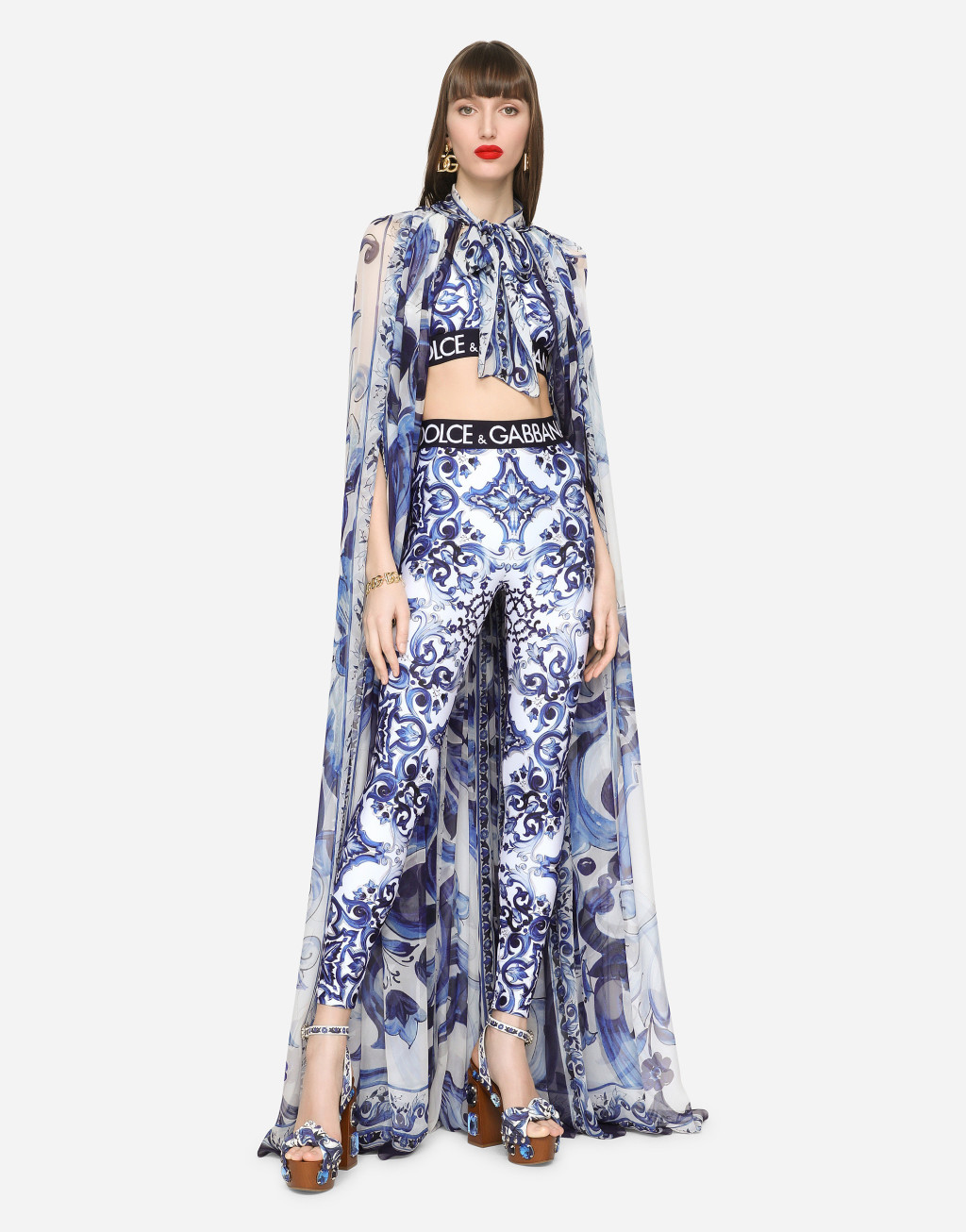 马约利卡印花平纹针织打底裤5