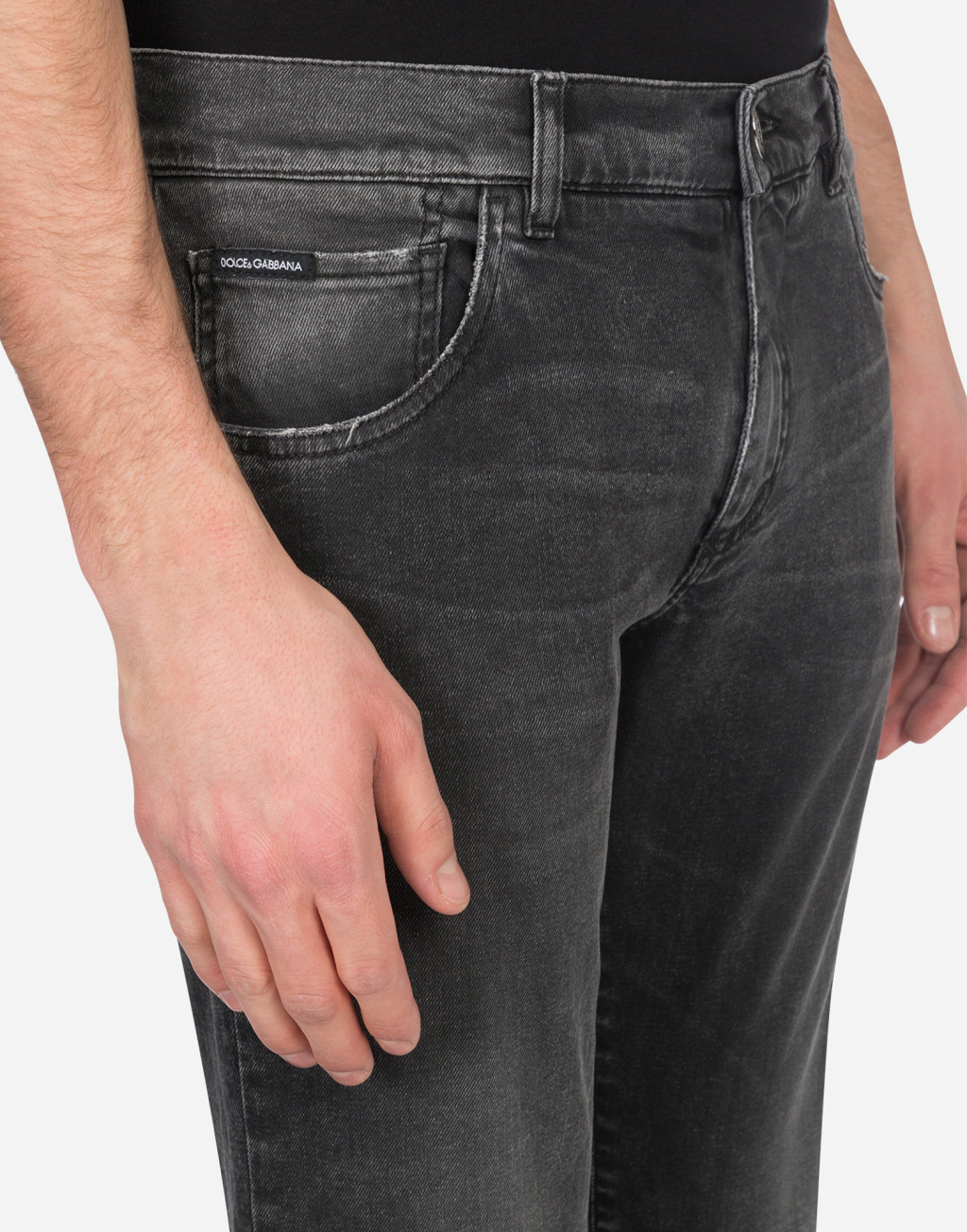 紧身款灰色洗水弹力牛仔裤5