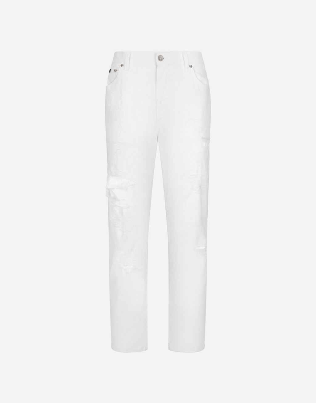 破损细节棉质丹宁牛仔裤1