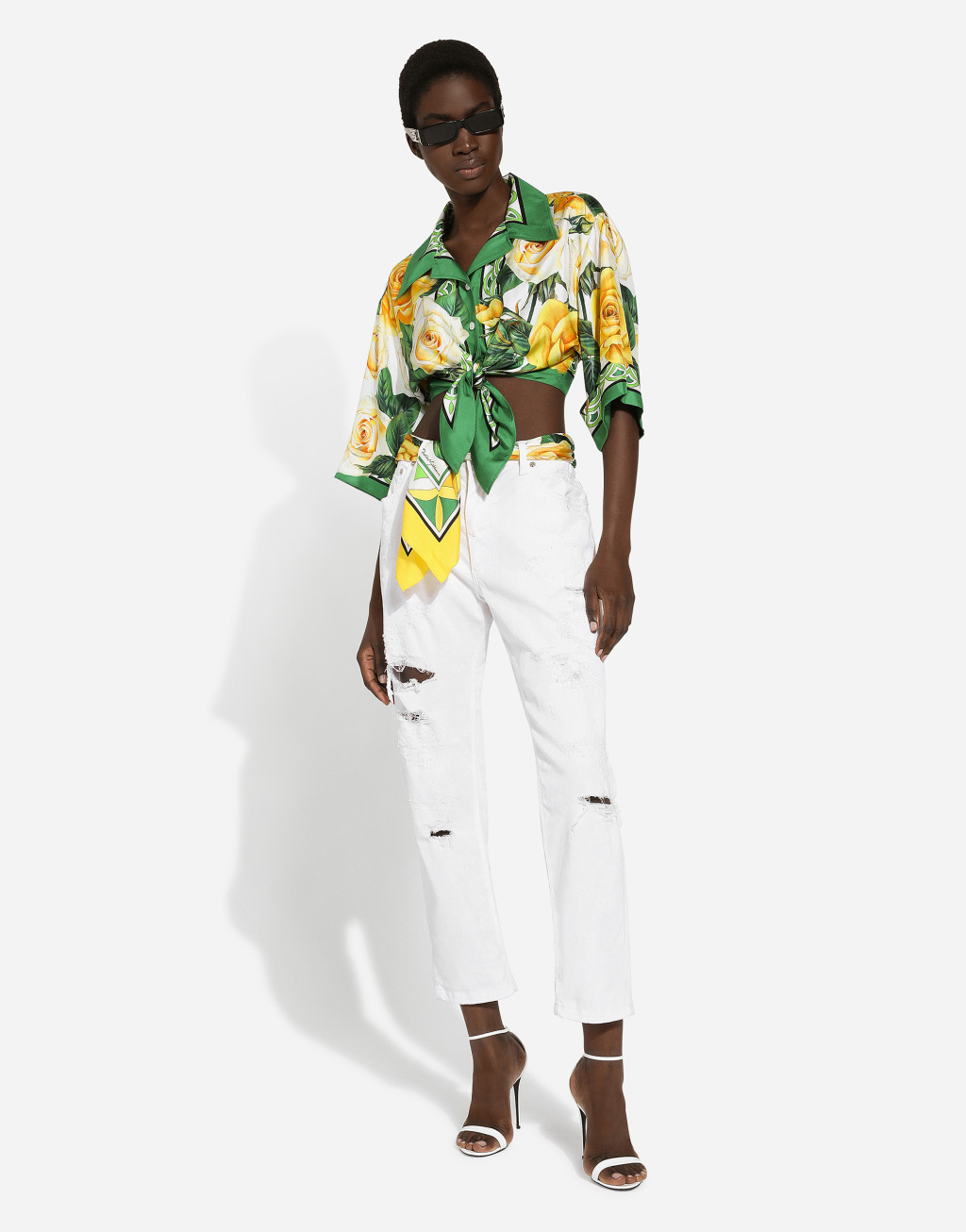 破损细节棉质丹宁牛仔裤2