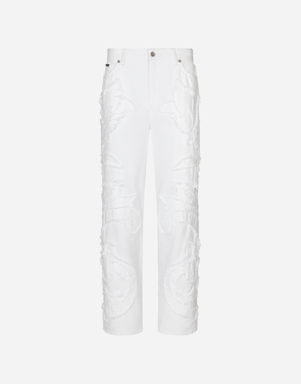 男友款刺绣牛仔裤