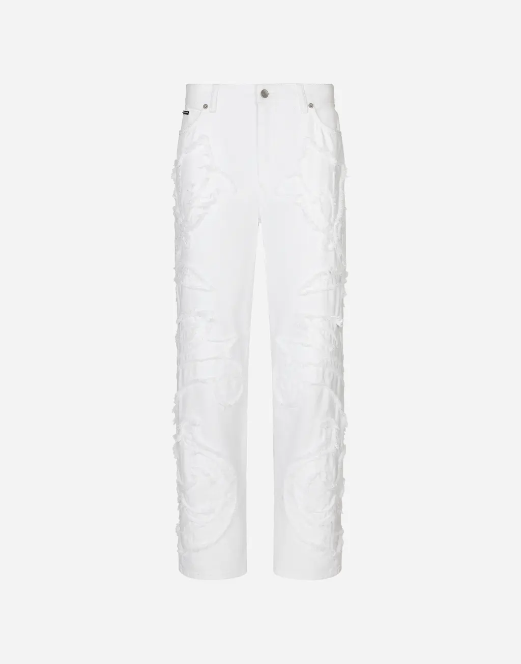 男友款刺绣牛仔裤