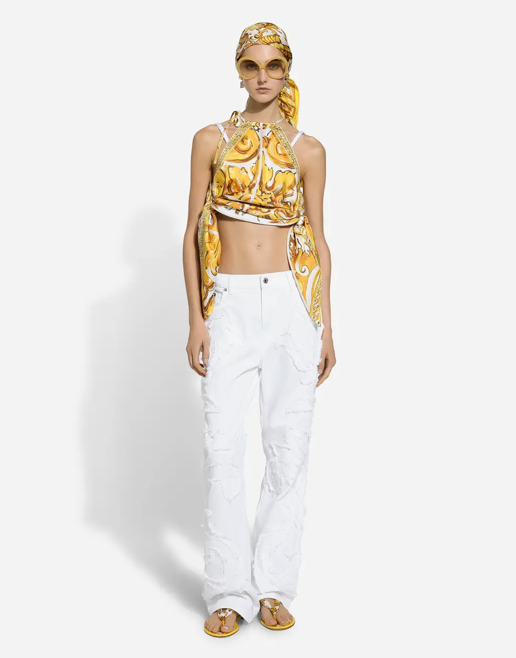 男友款刺绣牛仔裤