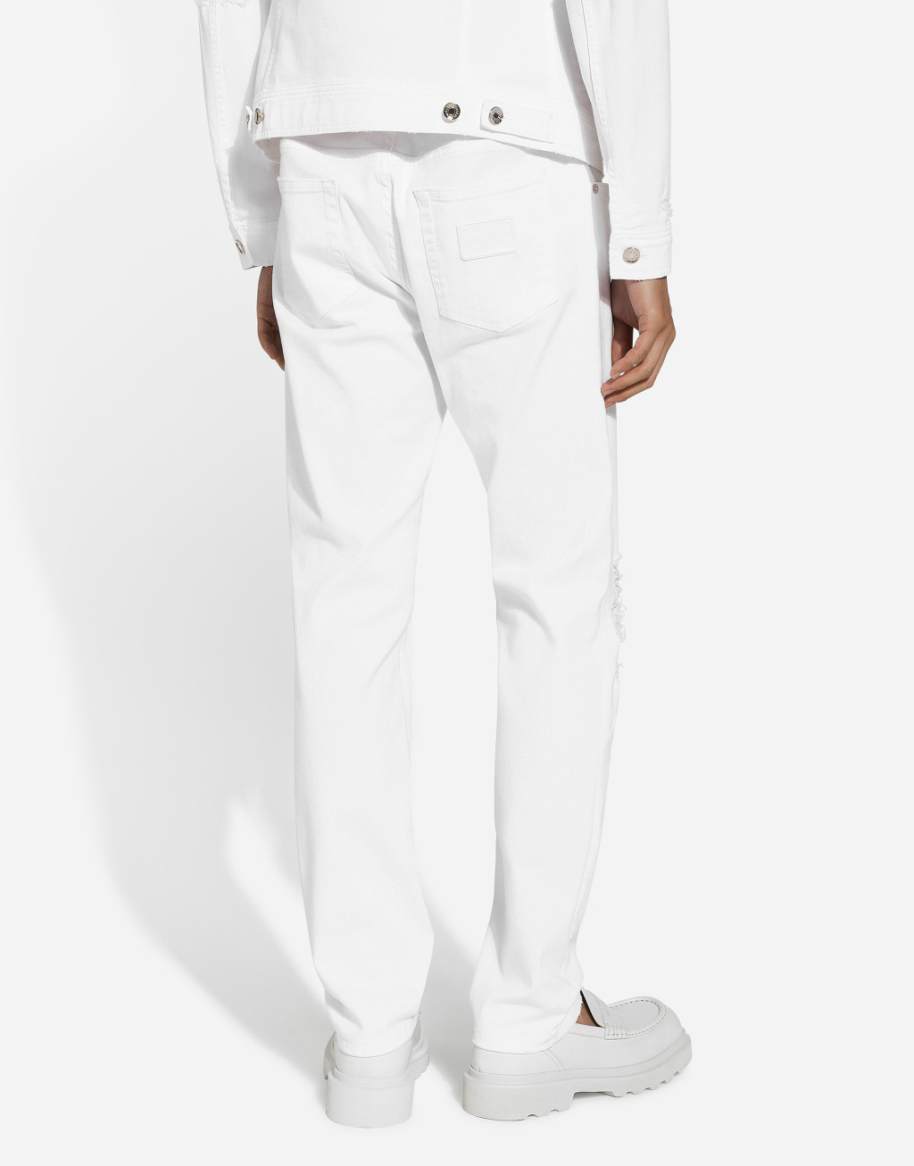 破损细节弹力丹宁修身款牛仔裤4