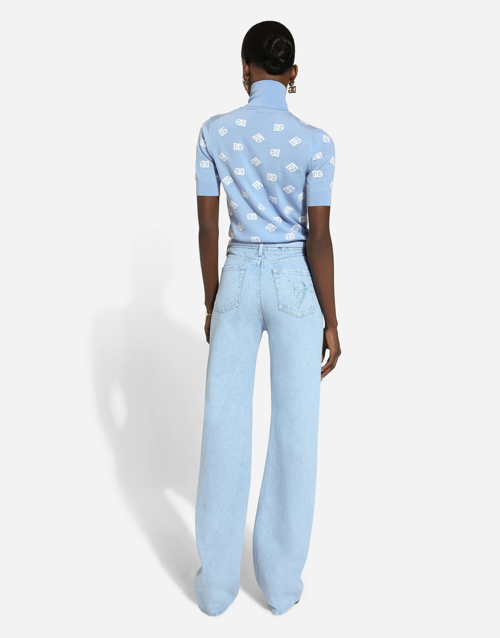 棉质丹宁牛仔喇叭裤3