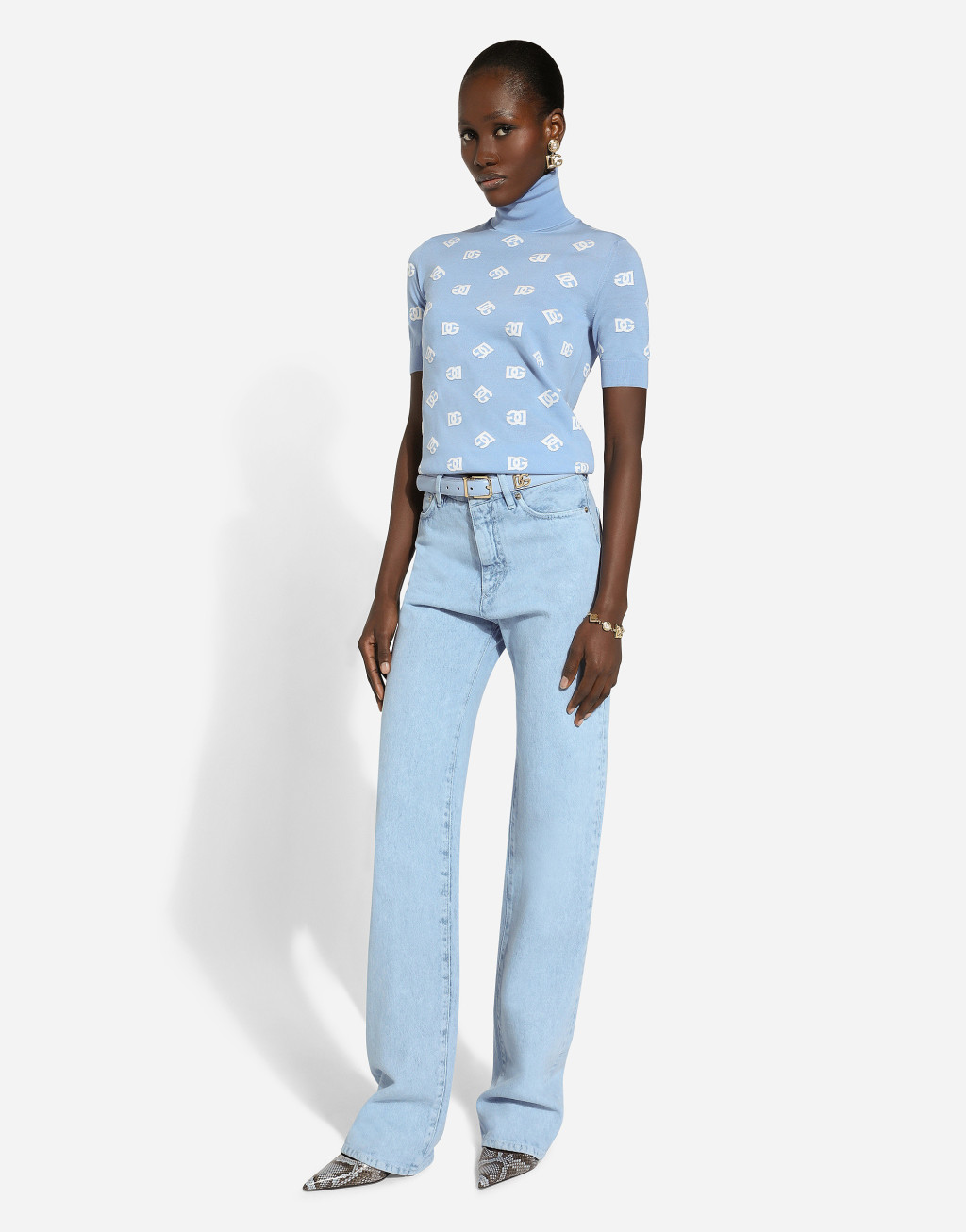 棉质丹宁牛仔喇叭裤5