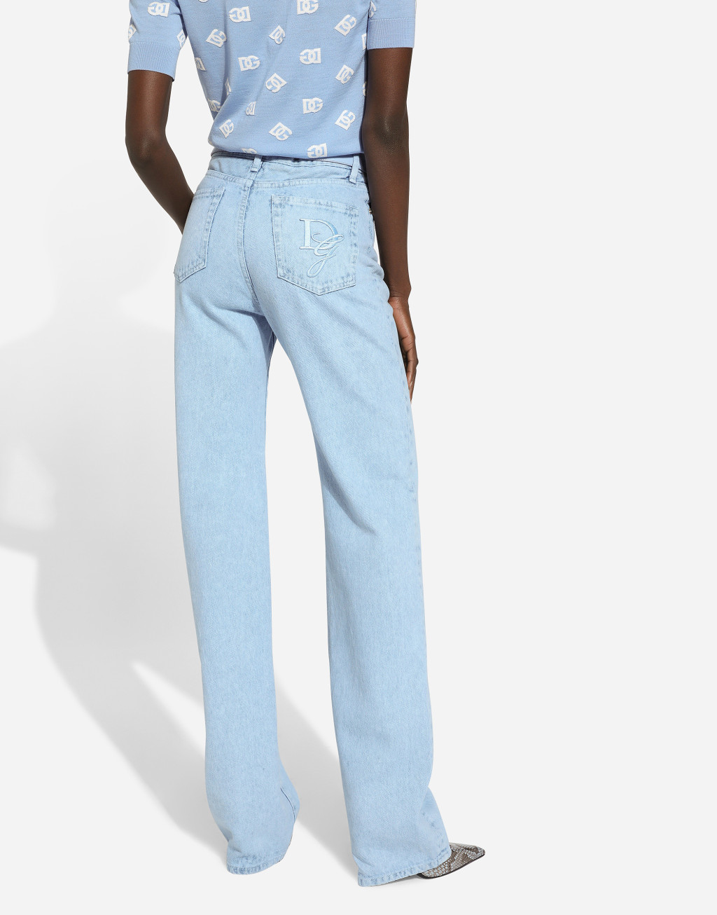 棉质丹宁牛仔喇叭裤4