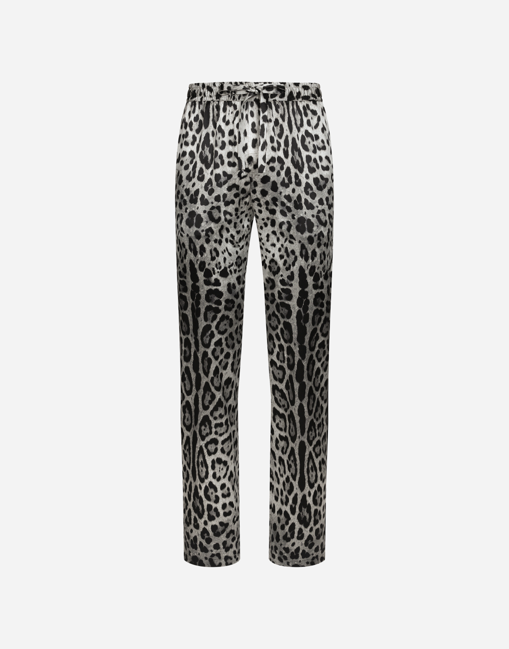 豹纹印花缎布长裤1