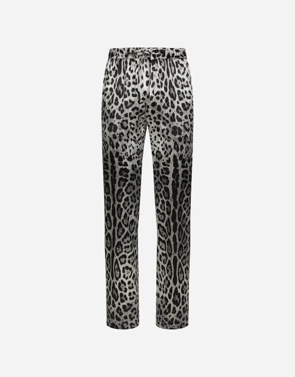 豹纹印花缎布长裤