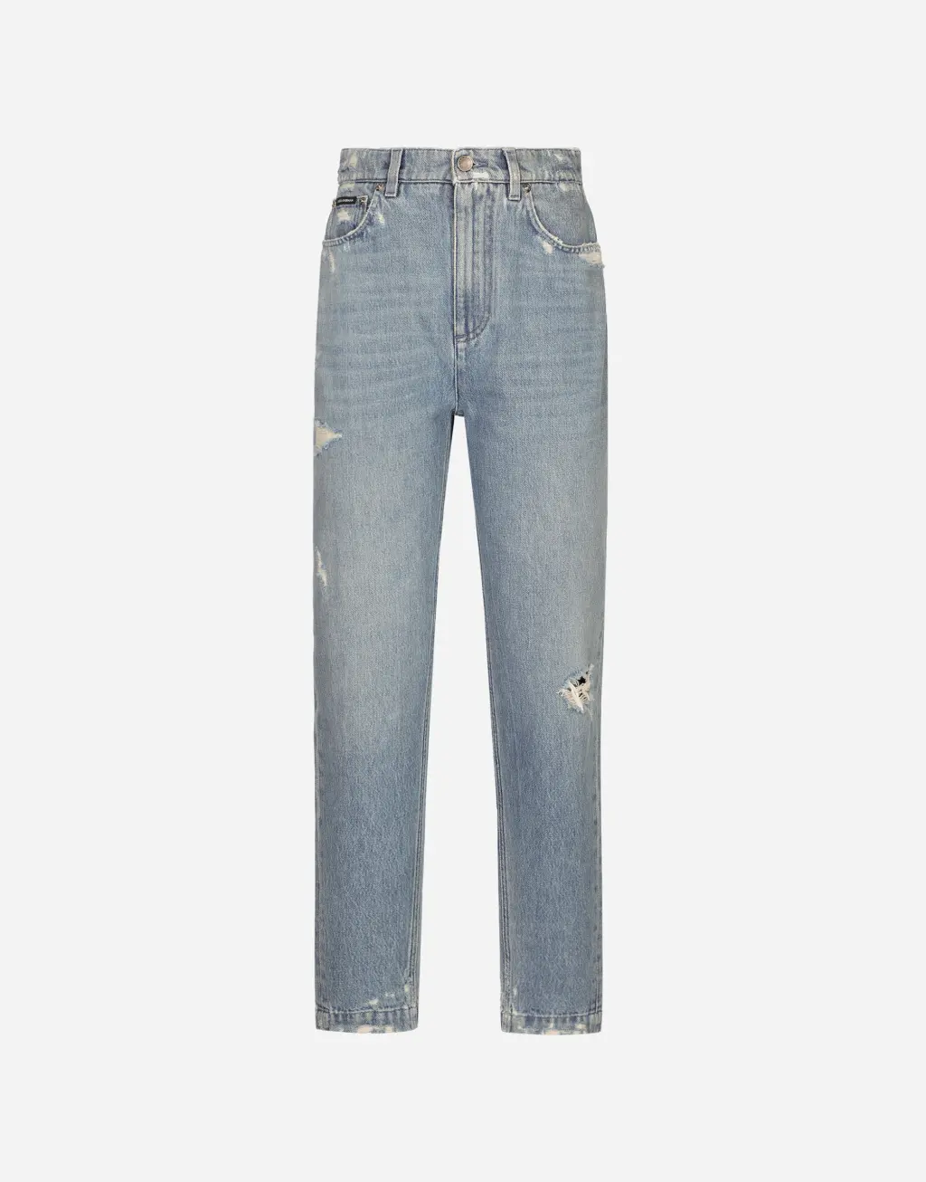 细微破损细节丹宁牛仔裤