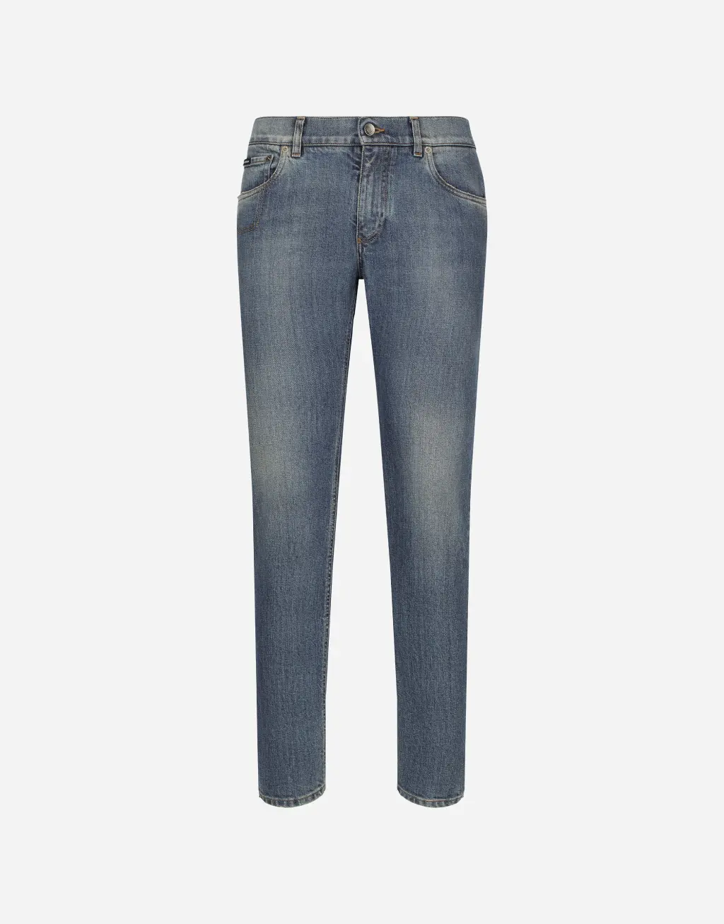 修身款蓝色弹力牛仔裤