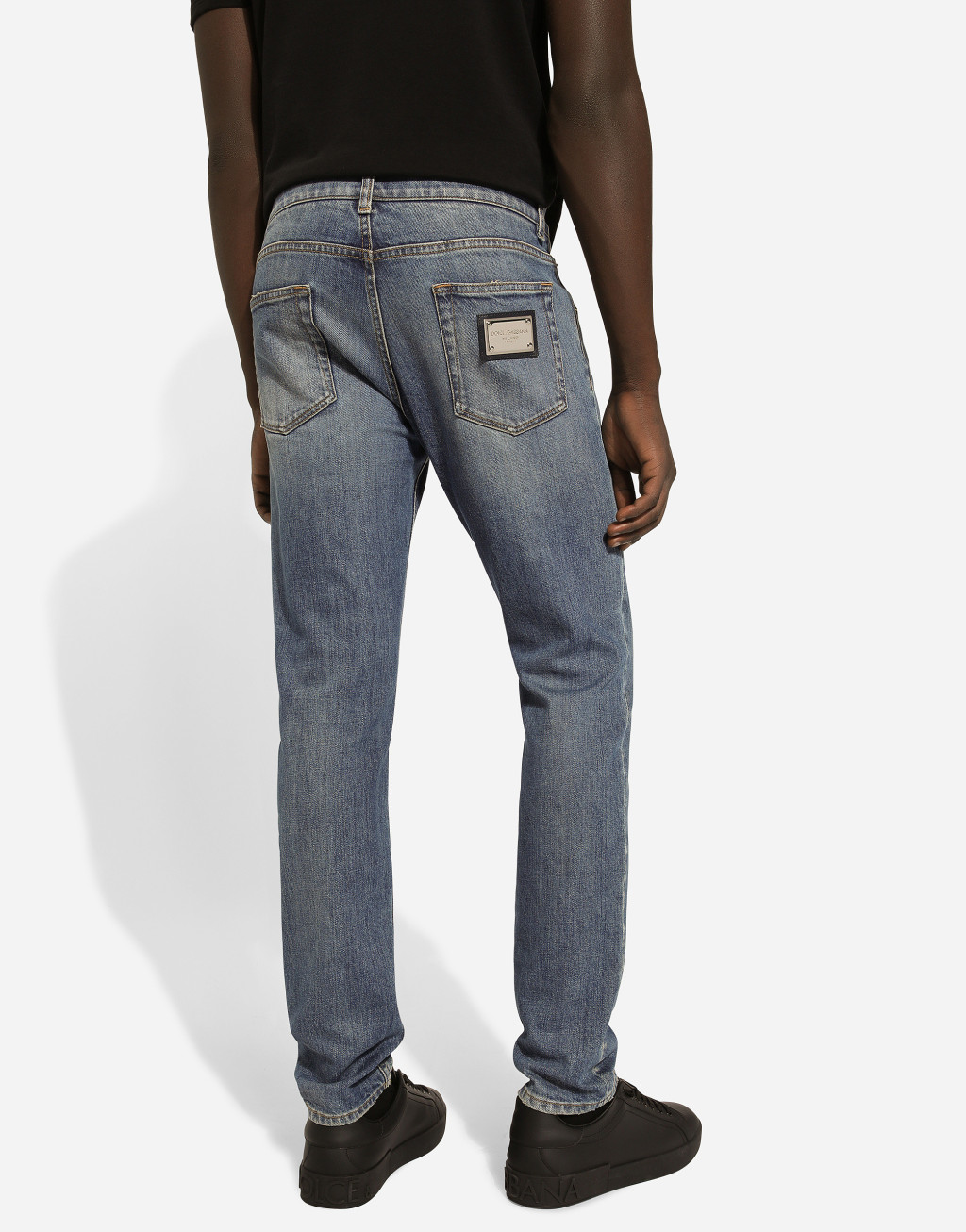 修身款蓝色弹力牛仔裤4