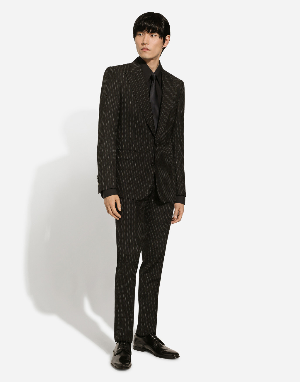 细条纹羊毛精裁长裤2