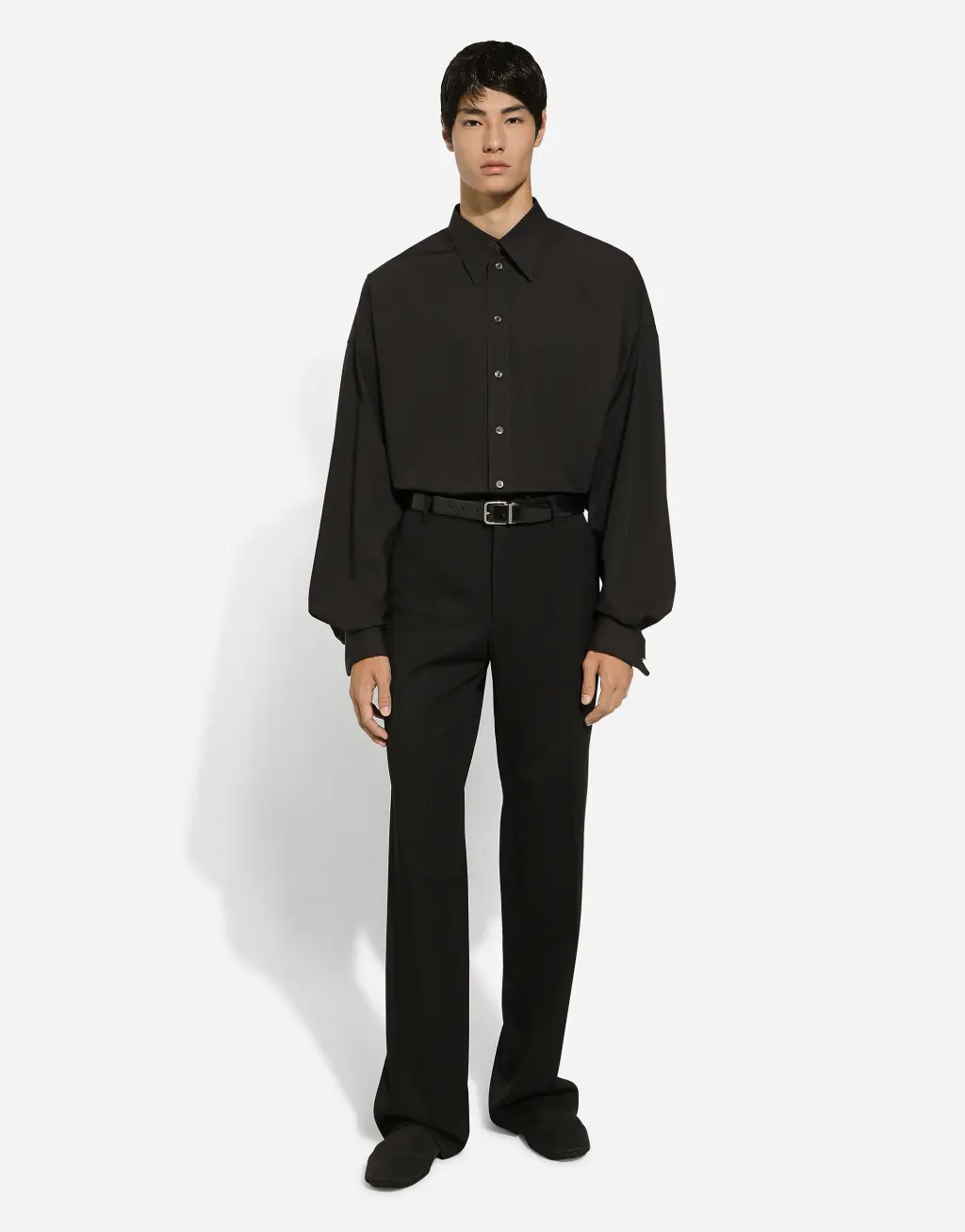 弹力羊毛直筒长裤