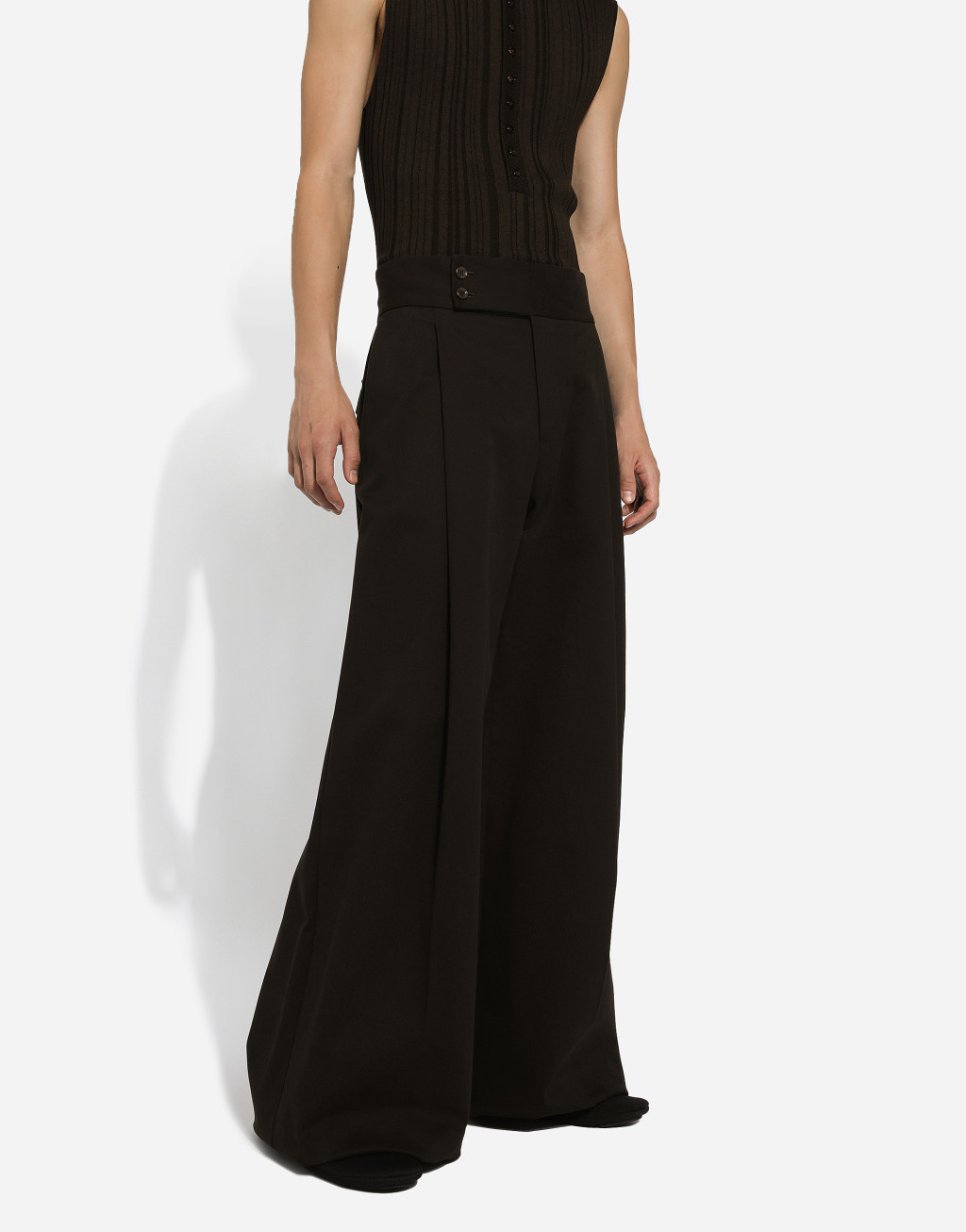 棉质褶饰精裁长裤4