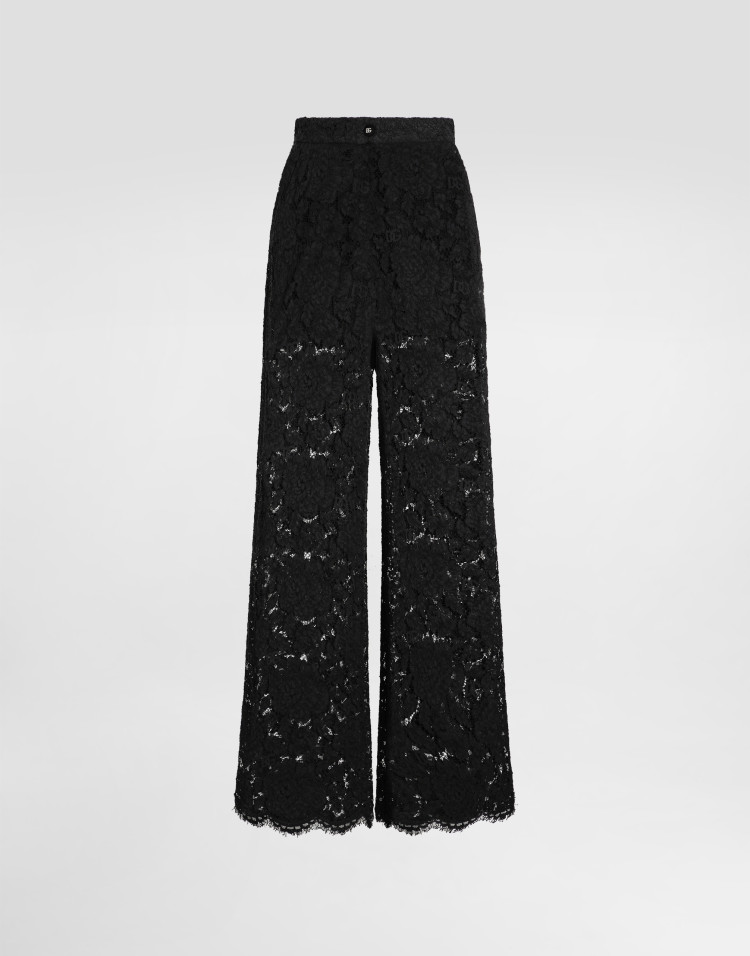 徽标弹力蕾丝喇叭裤