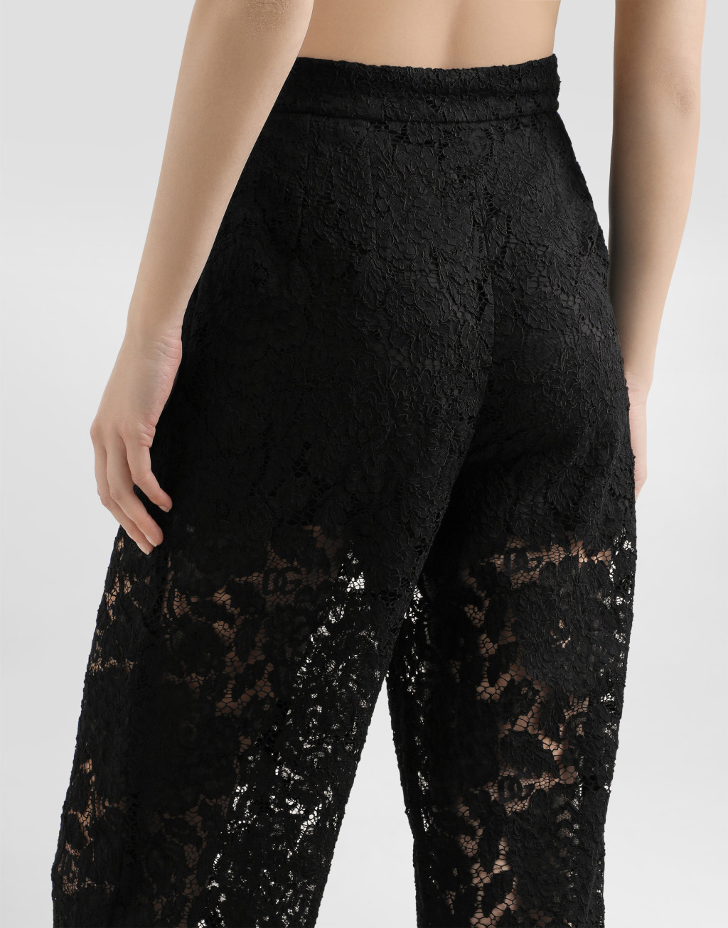 徽标弹力蕾丝喇叭裤5