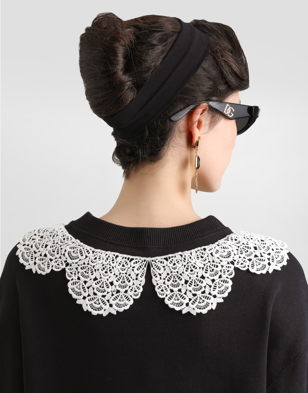 DG 徽标、蝴蝶结与 Macramè 蕾丝翻领平纹针织卫衣5