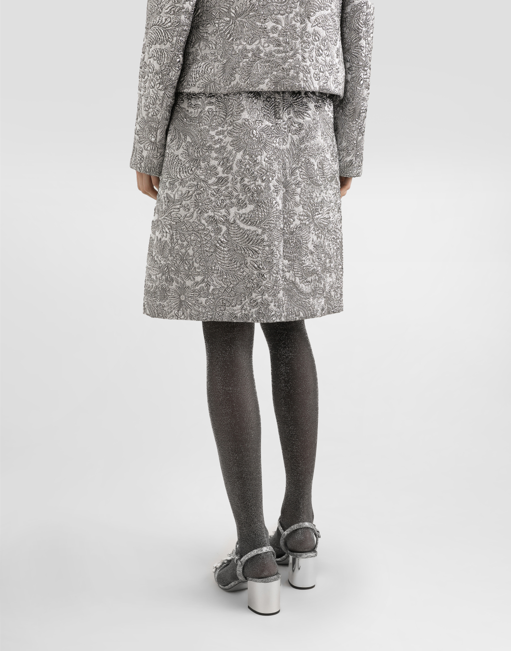 金银线花卉提花迷笛半裙5