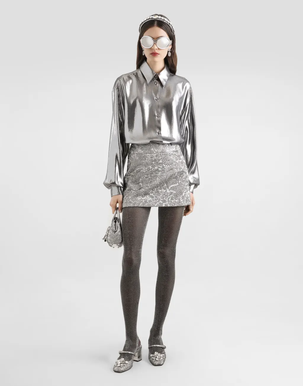 金银线雪纺衬衫