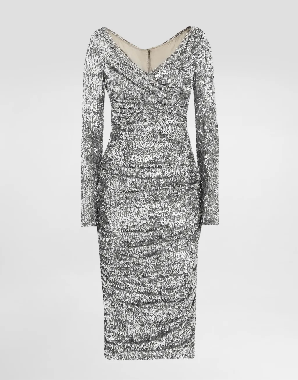 亮片垂褶连衣裙