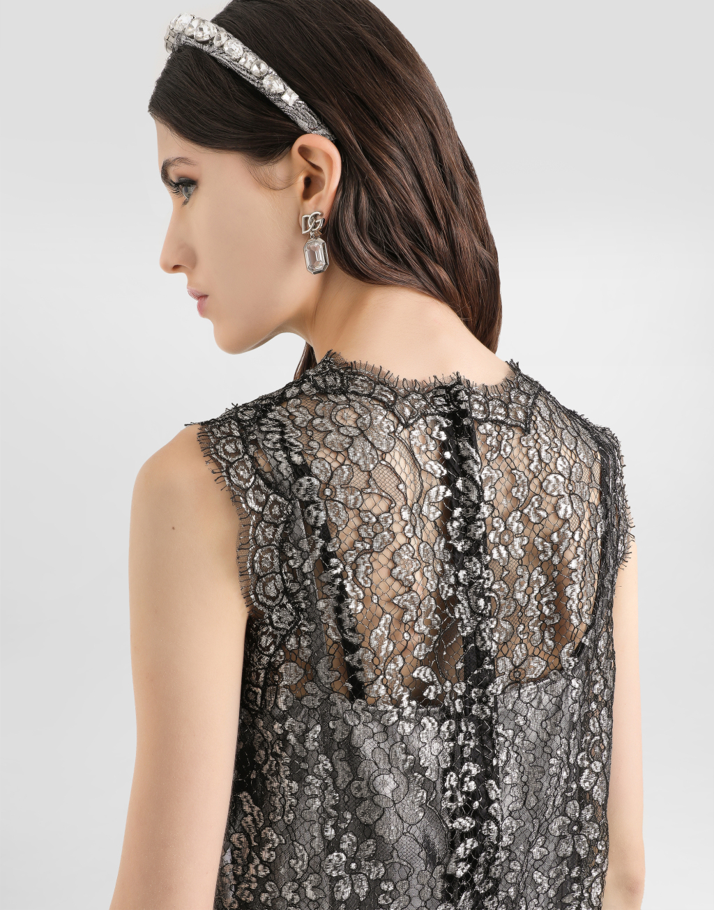 金银线蕾丝连衣裙5