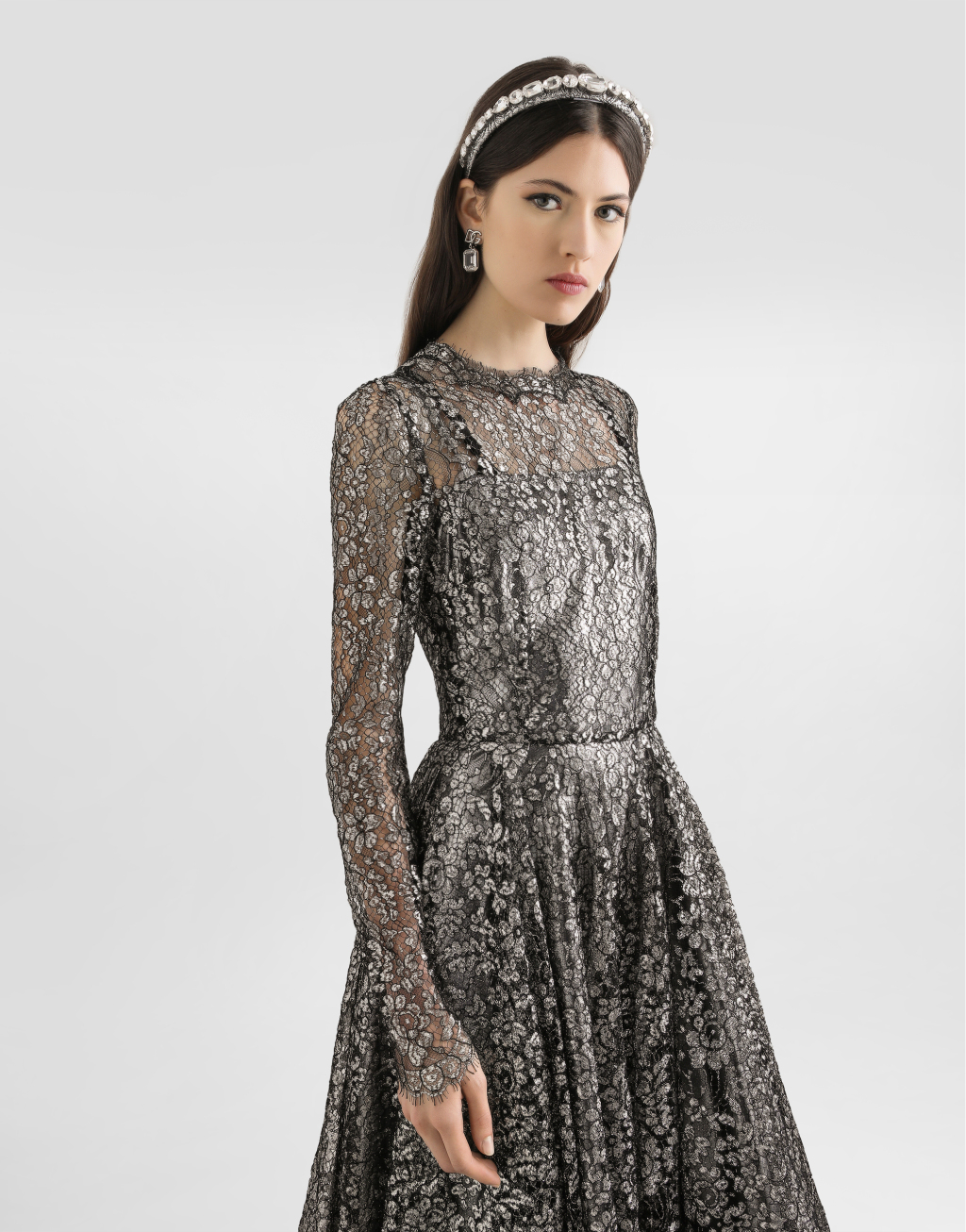 金银线蕾丝连衣裙4