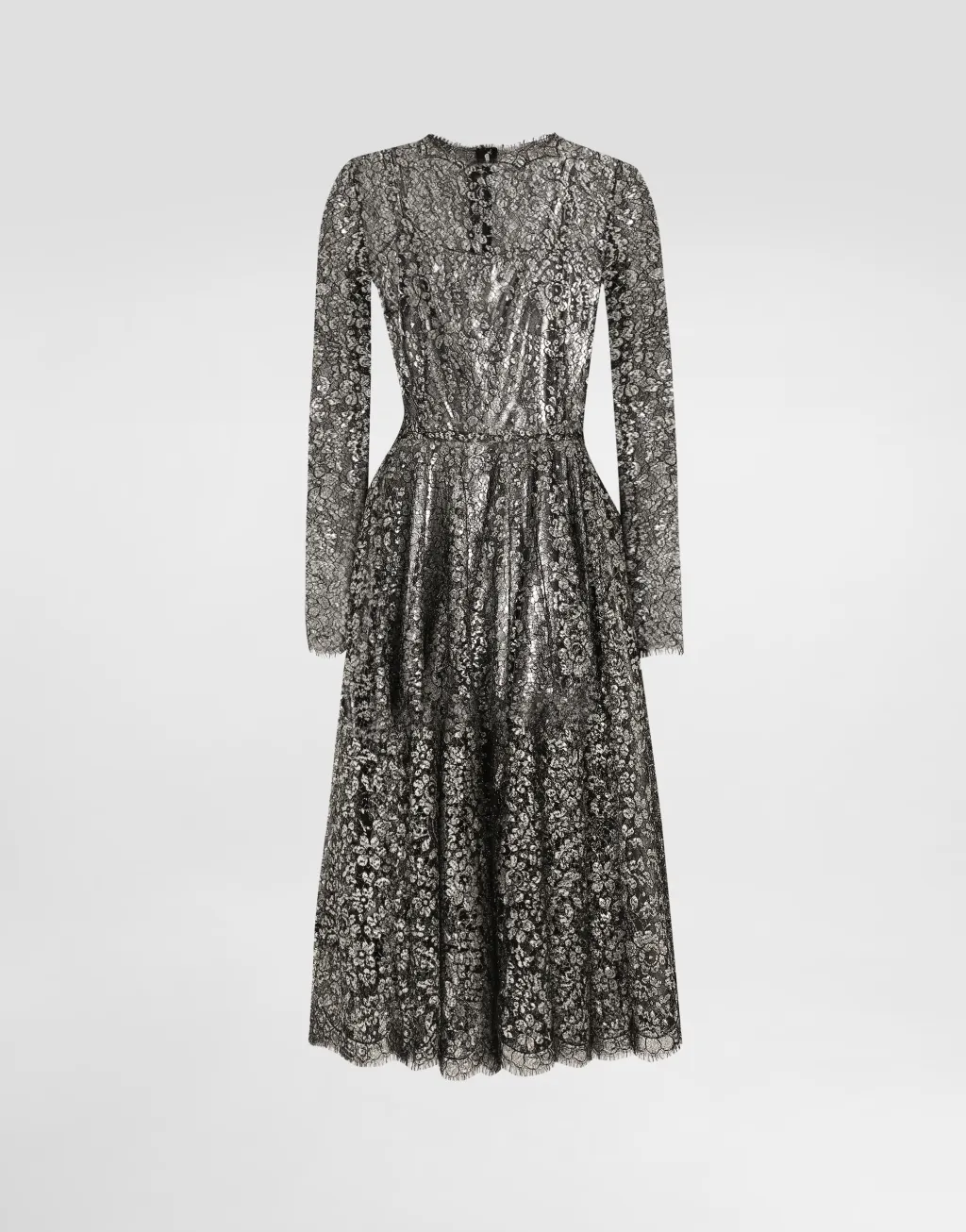 金银线蕾丝连衣裙