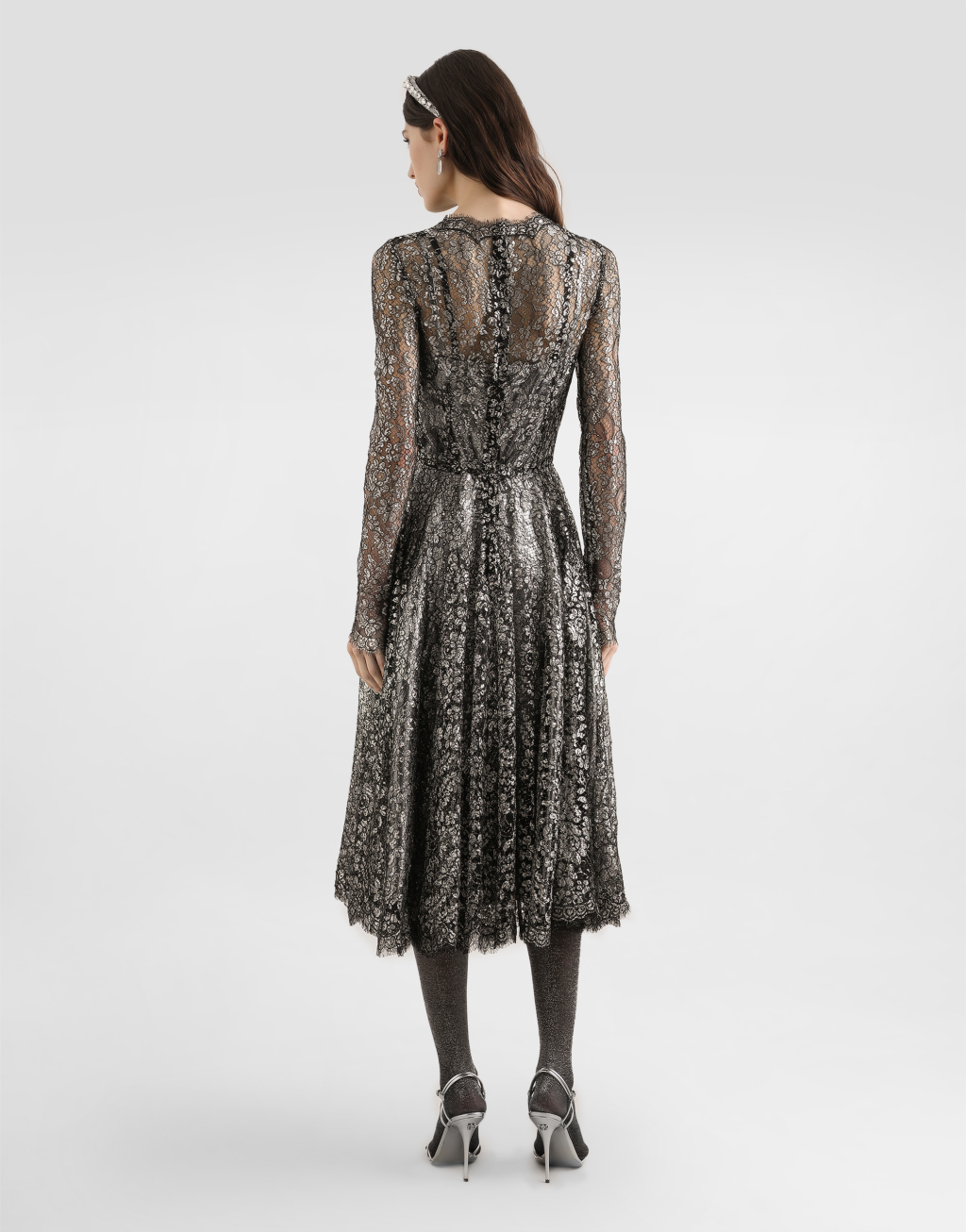 金银线蕾丝连衣裙3