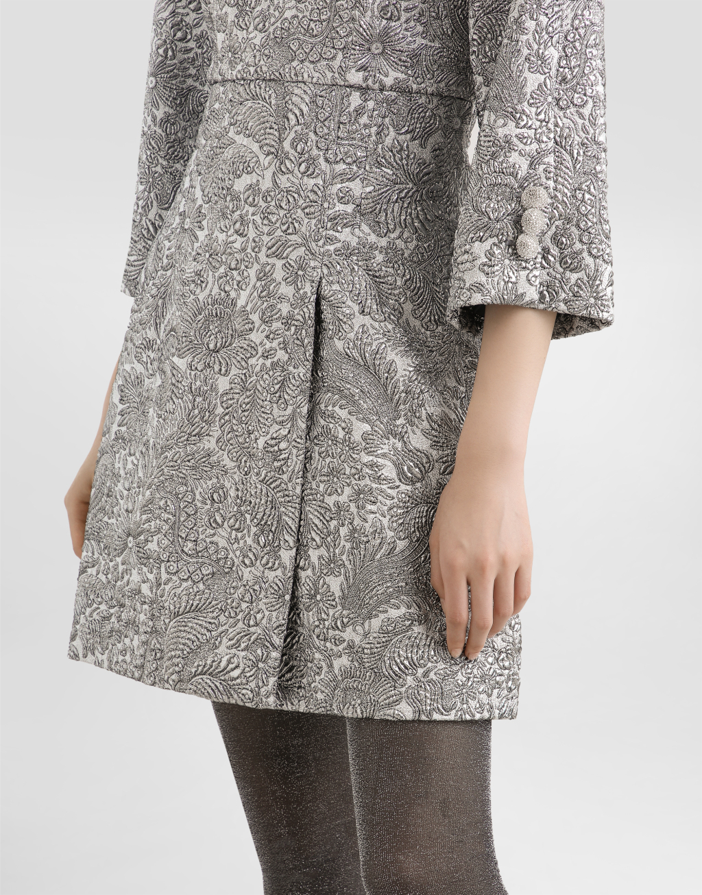 金银线花卉提花连衣裙4