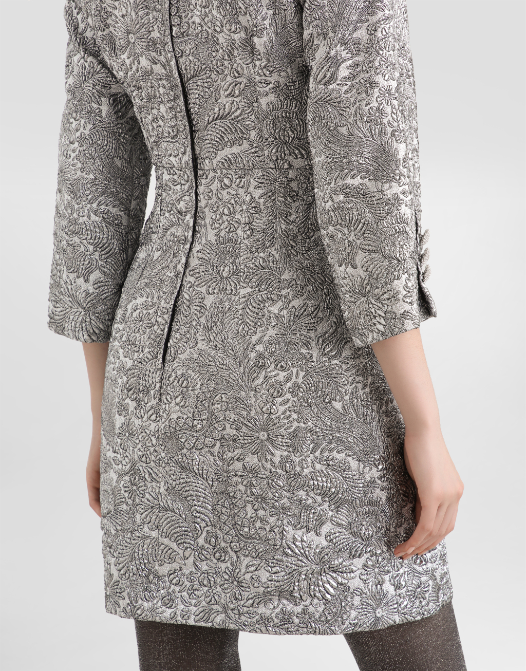 金银线花卉提花连衣裙5