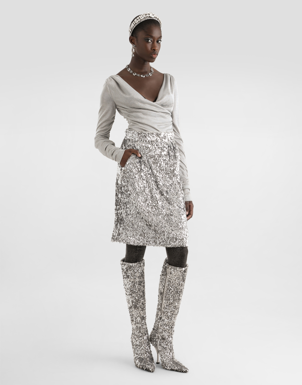 金银线针织上衣2