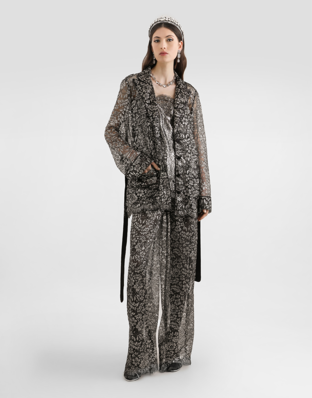 金银线蕾丝长裤2