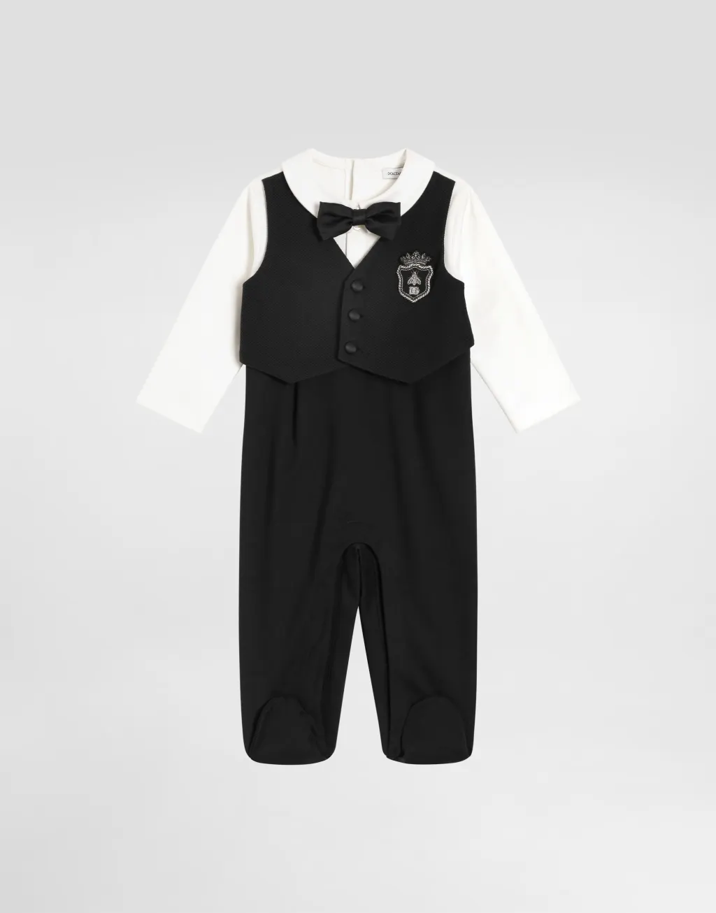 刺绣珠地网眼与针织面料拼接连体衣