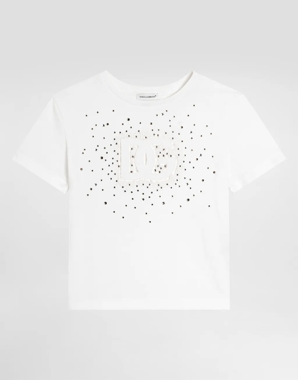 DG 徽标水晶缀饰平纹针织 T 恤