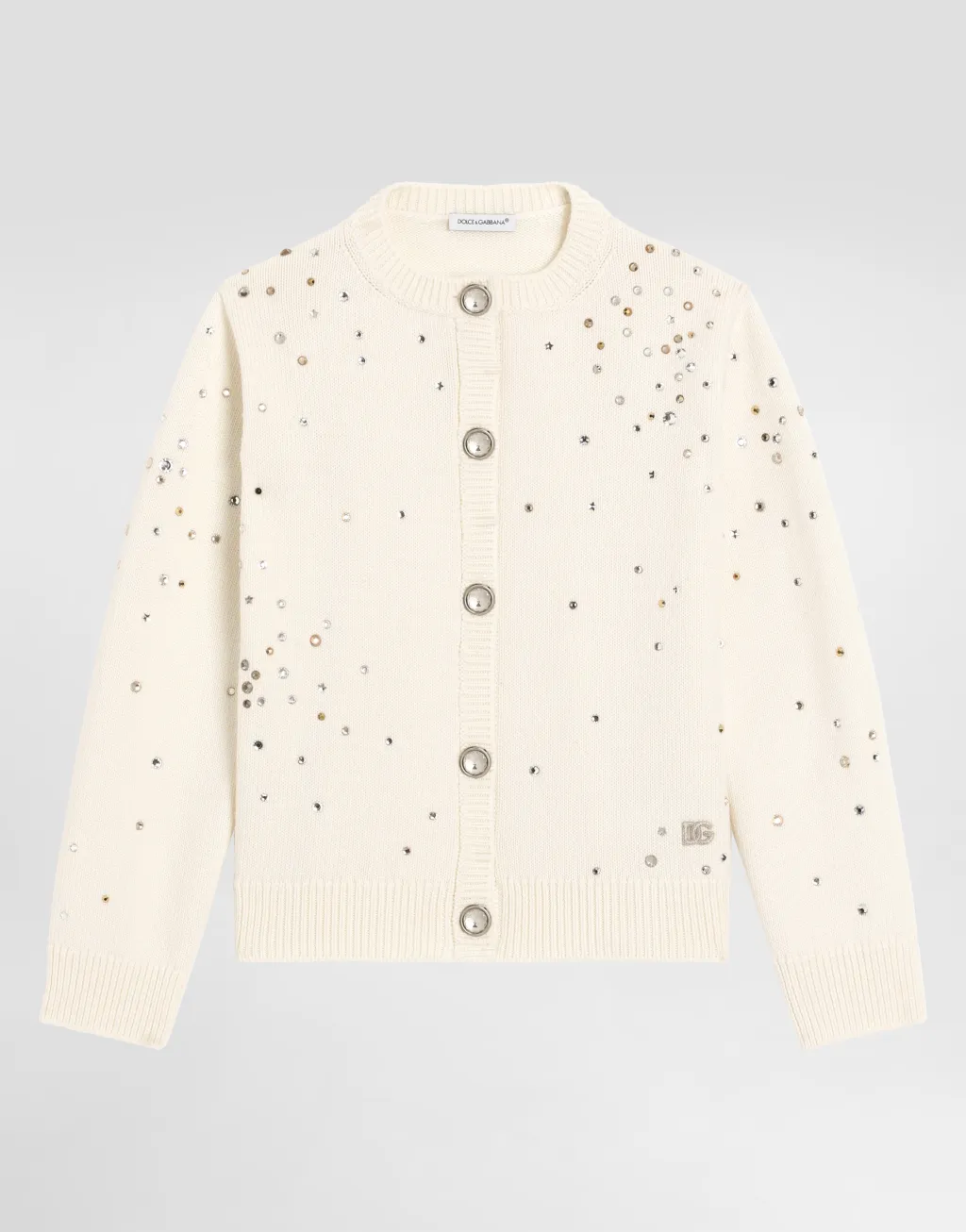 水钻缎纹羊毛开衫