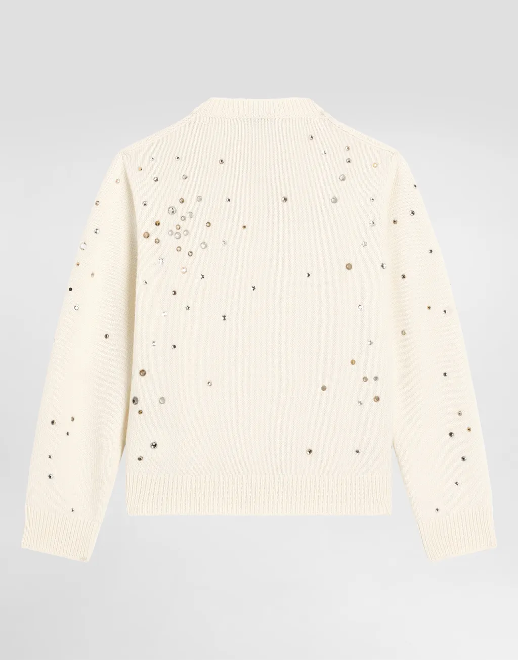 水钻缎纹羊毛开衫