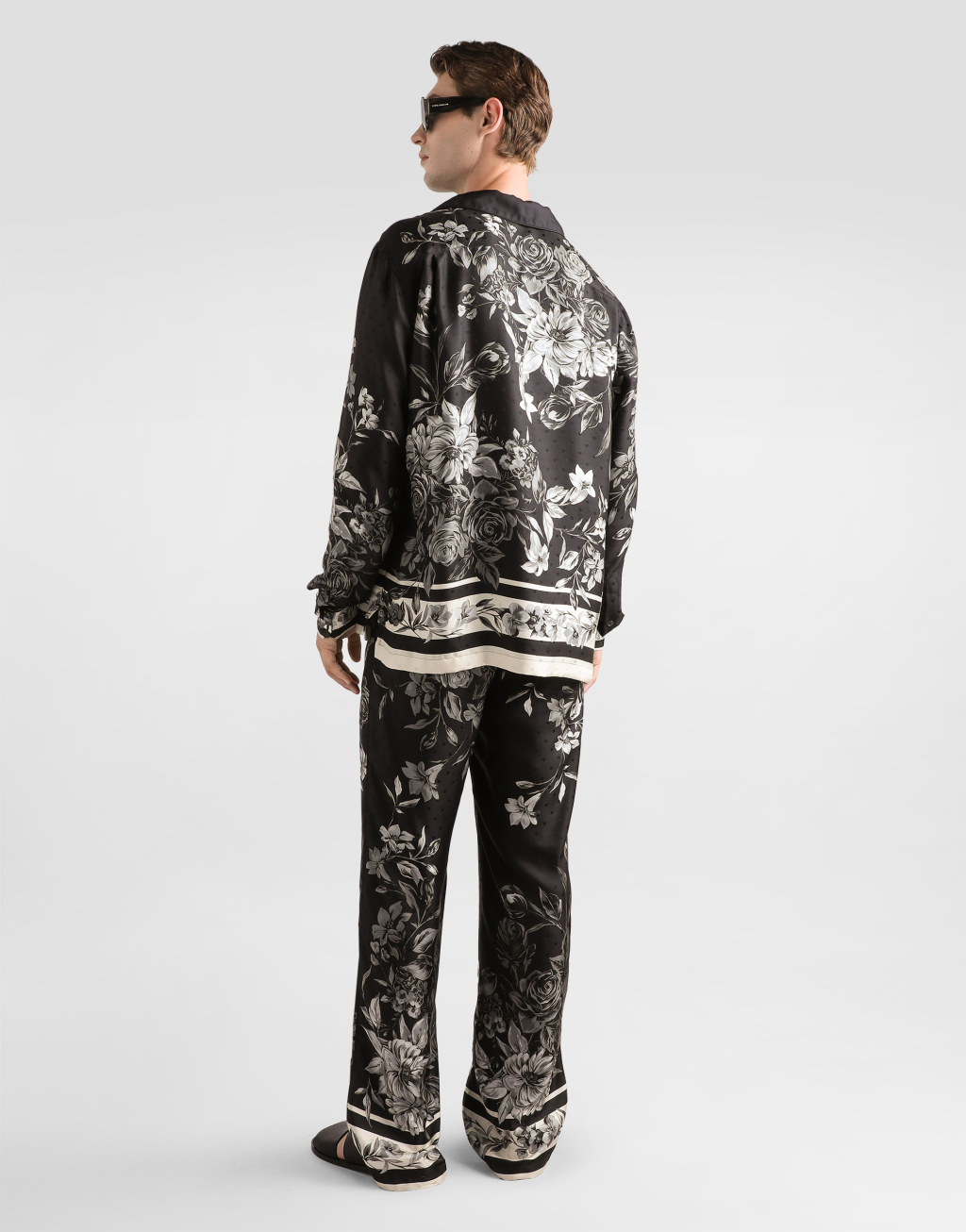 花束印花提花真丝斜纹 Vanity 长裤3