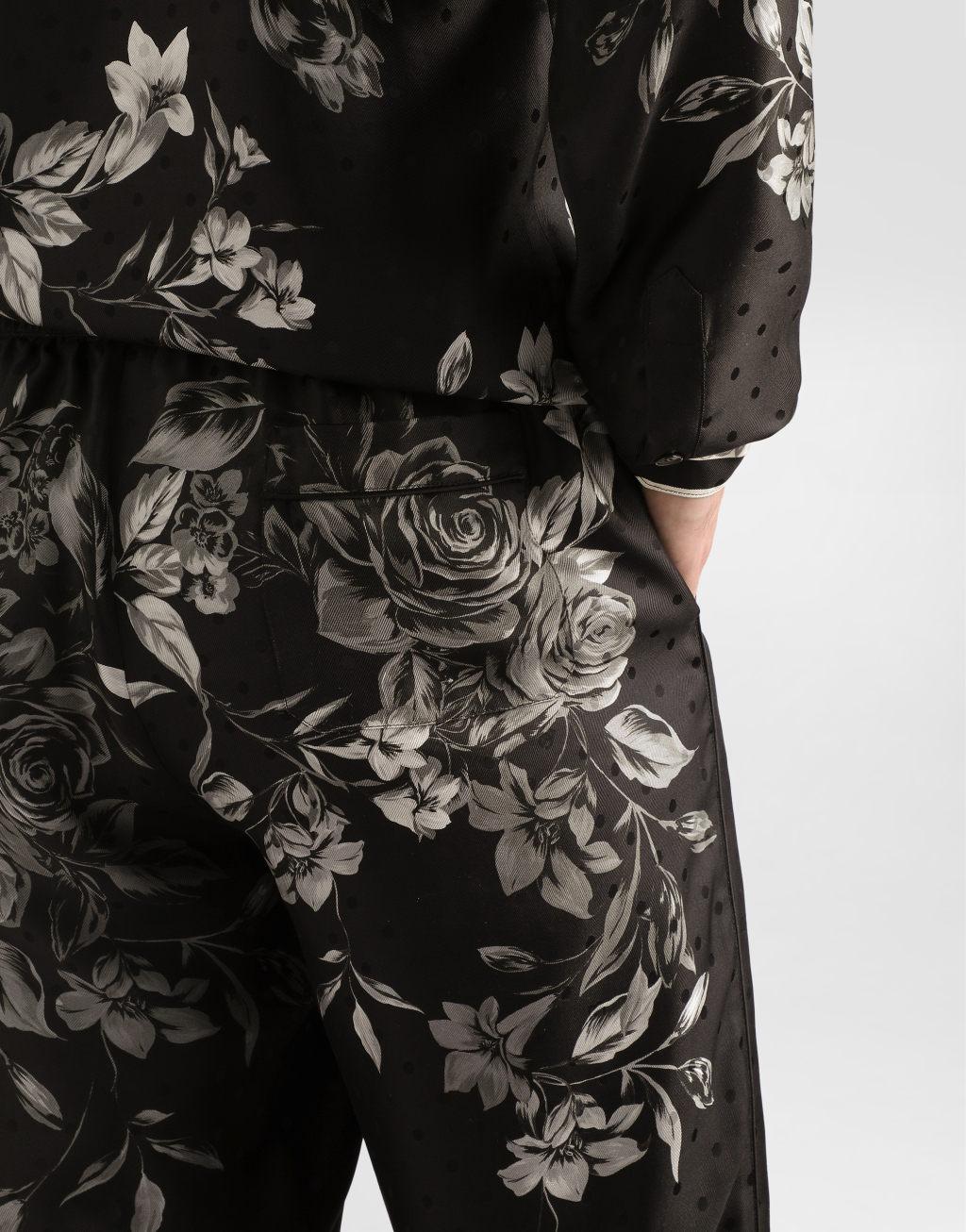 花束印花提花真丝斜纹 Vanity 长裤5