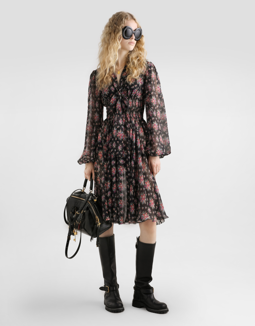 碎花印花雪纺连衣裙2