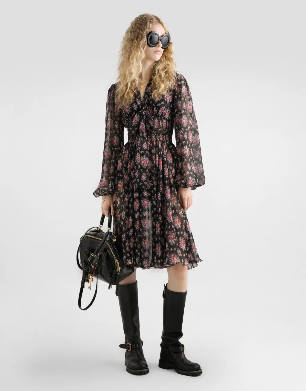 碎花印花雪纺连衣裙