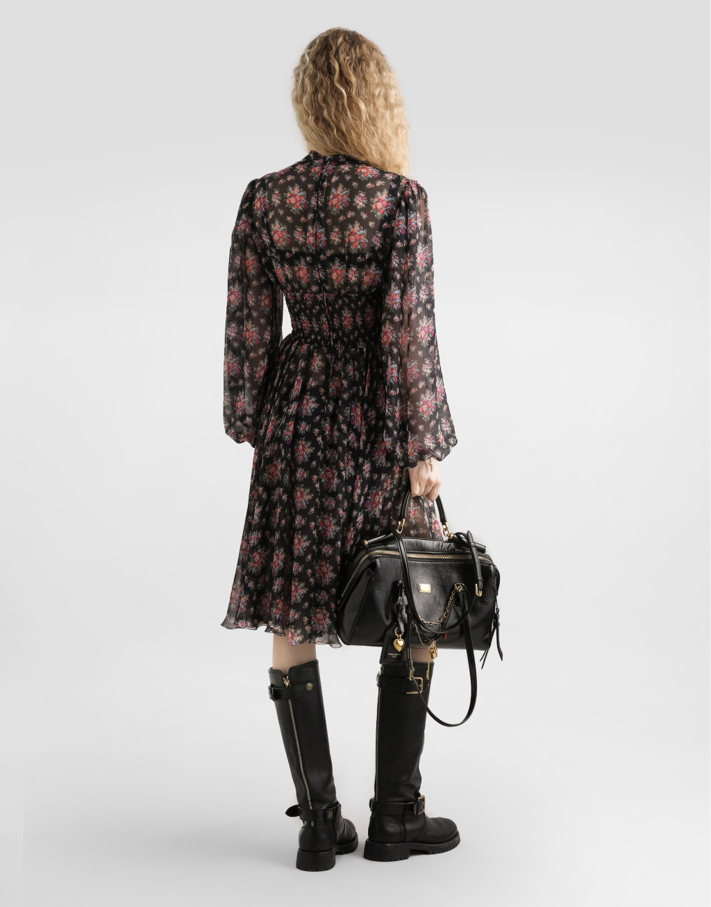 碎花印花雪纺连衣裙3