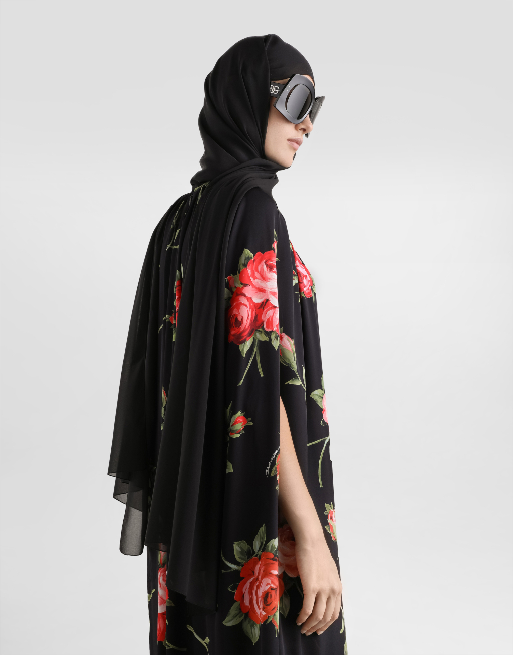 玫瑰印花直筒连衣裙5