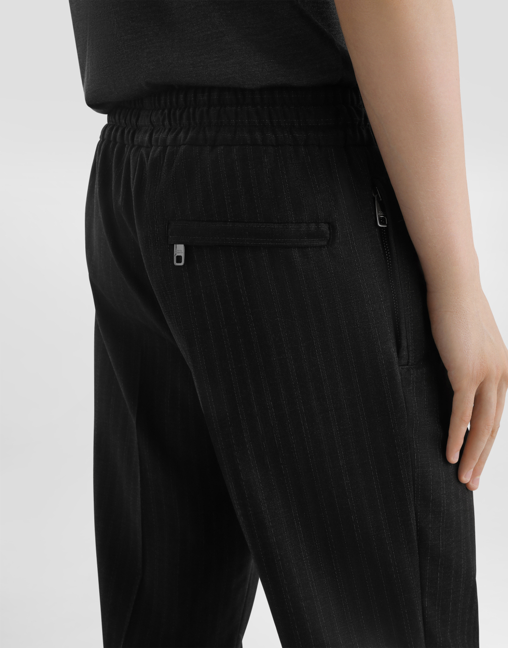 精裁细条纹慢跑裤5