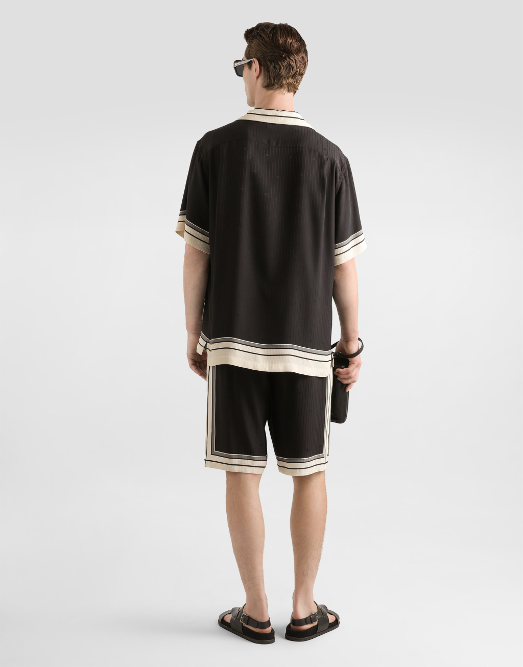 徽标与条纹印花真丝 Vanity 百慕大短裤3