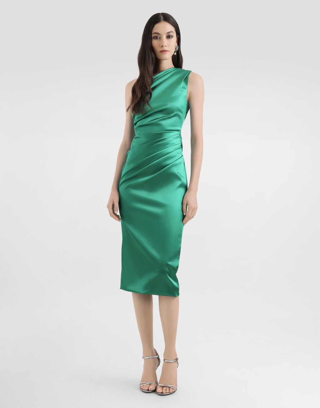 弹力缎布单肩连衣裙2