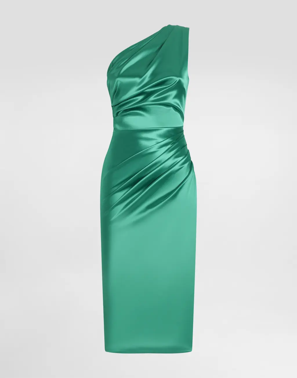 弹力缎布单肩连衣裙