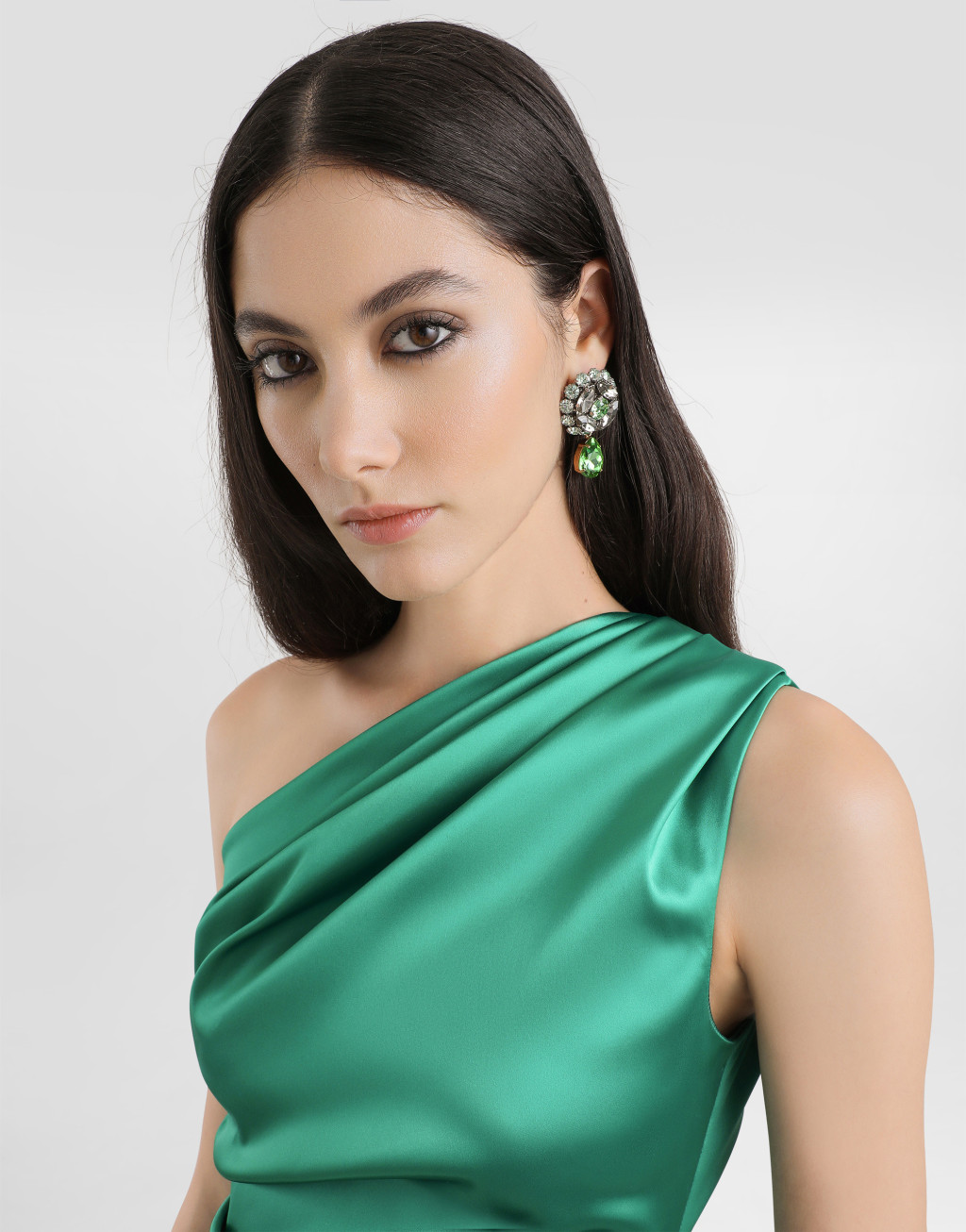 弹力缎布单肩连衣裙4