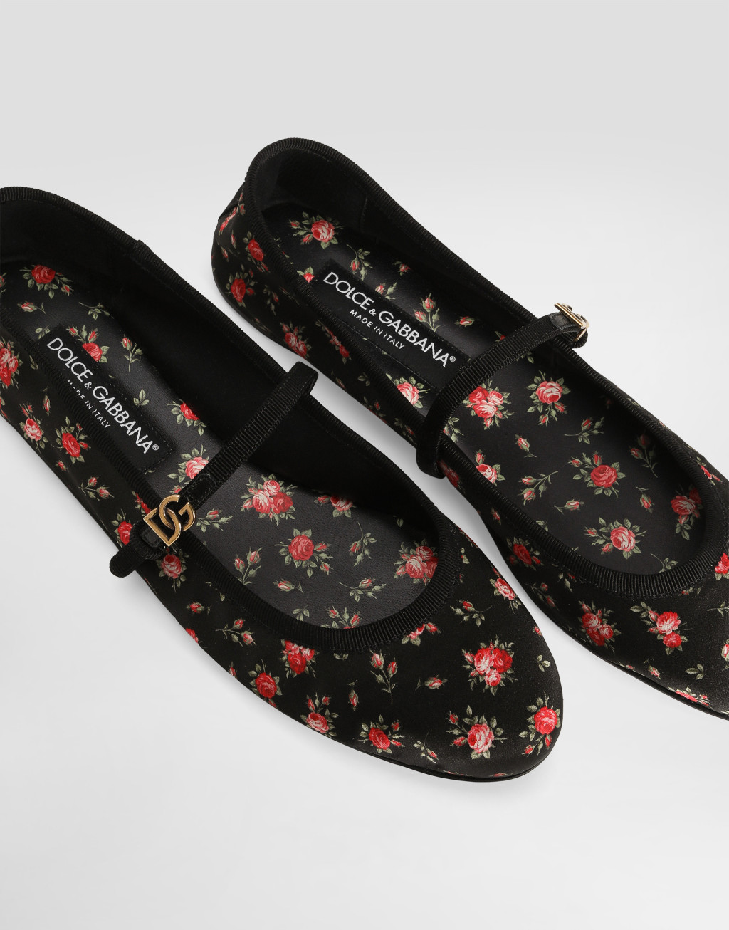 蔷薇印花缎布芭蕾平底鞋4